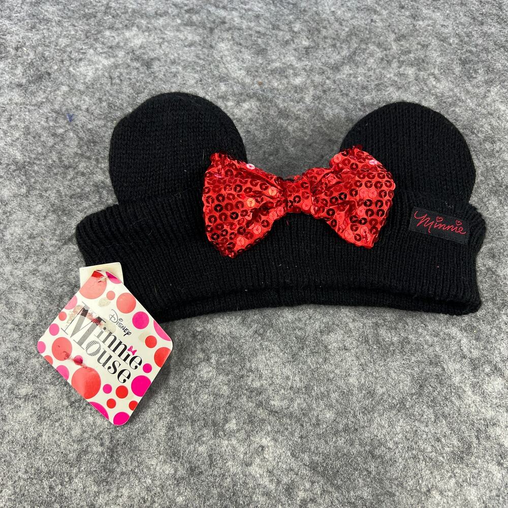 Disney Minnie Mouse Ears Sequin Bow Tie Knit Head Band Earmuffs NWT